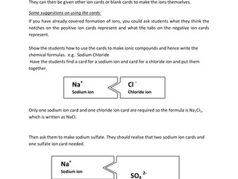 Ion Cards for Writing Chemical Formulas
