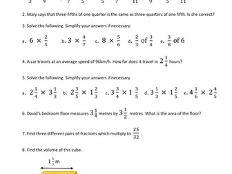 Multiplying Fractions -  Differentiated and Functional