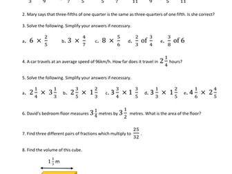 Multiplying Fractions -  Differentiated and Functional