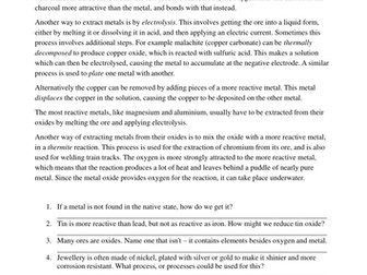 Extracting Metals worksheet (DART)