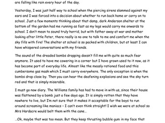 WW2 Evacuee diary entries