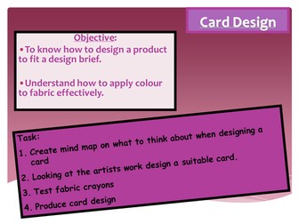 Textiles Greeting card using fabric crayoning 