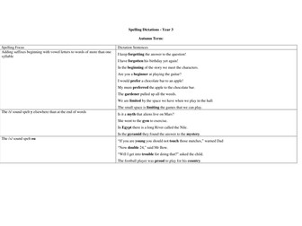 Spelling Dictation Sentences Assessment for New Curriculum 