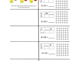 Grid method multiplication (using concrete - pictorial - abstract) 