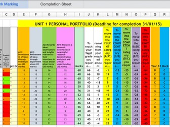 GCSE ART tracking spreadsheet