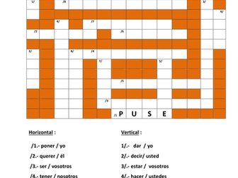 Crucigrama de los verbos irregulares en Indefinido