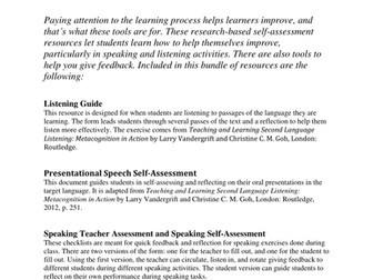 Self-Assessment and Meta-Cognition Activities for World Language