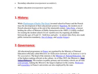 Educational System in France Presentation