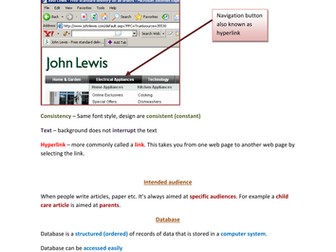 database and webpage  help sheet