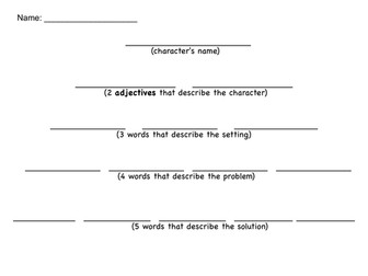 Story Element Poetry Template for use with Read Alouds