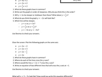 Straight Line Graphs using Desmos