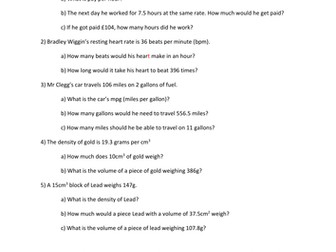 Compound Measures Questions + ANSWERS