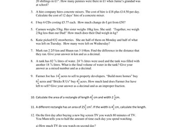 Revision -  worded in context functional questions mix - hard 