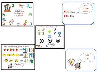 glimpse of lets learn to spell and numbers