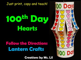 100th Day of School Craft  ::  100 Day Math  ::  100 Hearts
