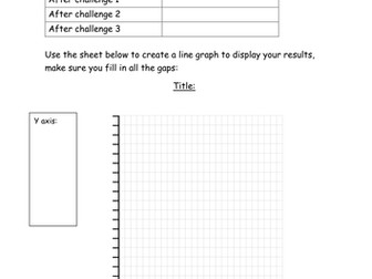Heart rate monitoring line graph work sheets and physical activity challenge cards