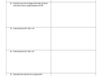 A mix of GCSE type question worksheets