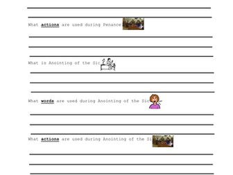 Sacraments of Healing Questions (Penance and Anointing of the Sick) Homework Task
