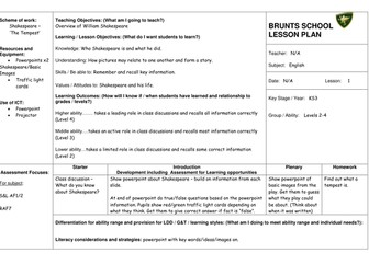 William Shakespeare "The Tempest" Scheme of Work KS3 Low Ability and KS2