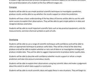 Mastery descriptors for new KS3 AQA Science