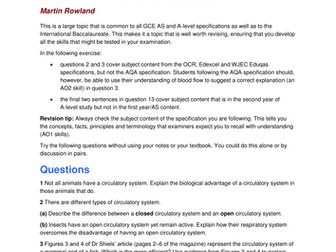 A-level Biology: Heart and Circulation worksheet