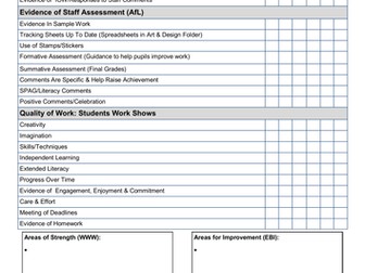Art & Design - Work Scrutiny Template