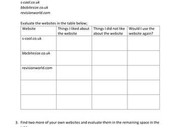 Science revision website evaluation