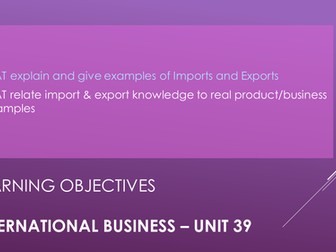 International Business - Imports & Exports