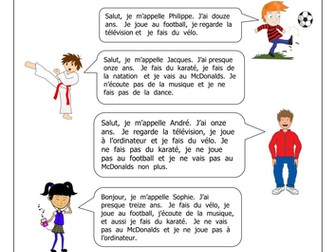 FRENCH - HOBBIES - Mes Loisirs - Worksheets