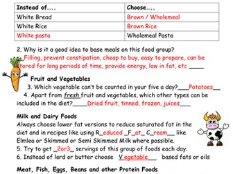 The Eatwell Guide and  the 8 Healthy Eating Guidelines