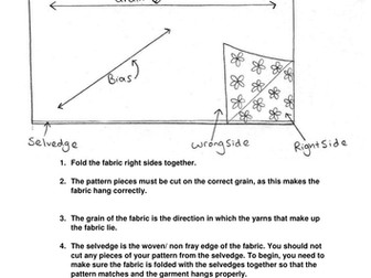 Instructions for pinning and cutting a pattern Textiles TechnologyKS4