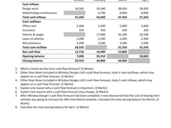 Cash flow - Questions and Answers (Whiskey Designs Ltd)