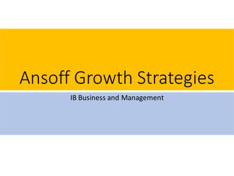 Ansoff Growth Strategies