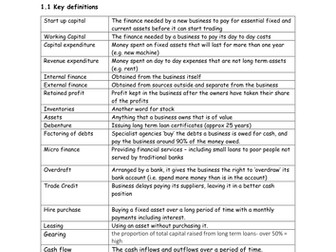 IGCSE Business Studies: Finance overview and exam questions