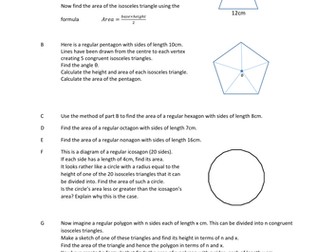 Using Trigonometry to Find Areas of Regular Polygons.
