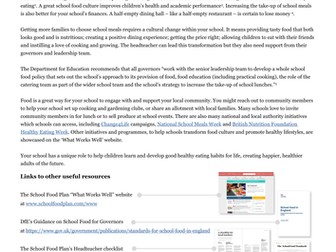 School Food: Guidance for Governors