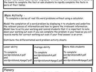 Complete lesson - Real life word problems Year5 Year6