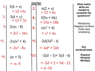 Expanding Quadratics/double brackets