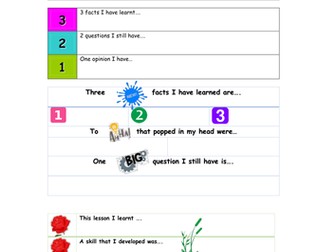 End of lesson reflections