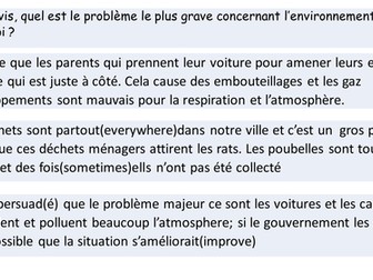 AQA  French / the environment SPEAKING
