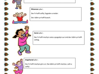 A Welsh language worksheets based on pets 