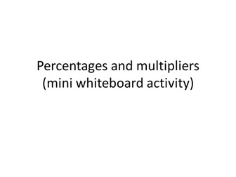 Percentages and Multipliers