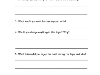 History student voice end of topic evaluaton template