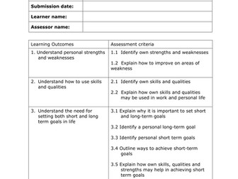 BTEC Vocational Studies Level 1 Unit 10 Self Assessment Workbook
