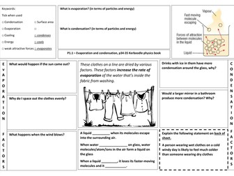 P1 AQA - Evaporation and Condensation