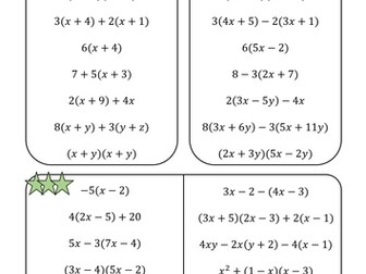 Expand and Simplify Single and Double Brackets Worksheet