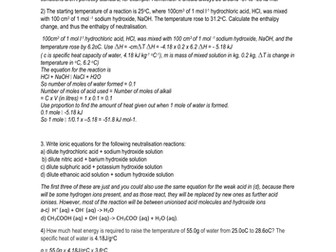 Enthalpy of neutralisation questions - AS Chemistry