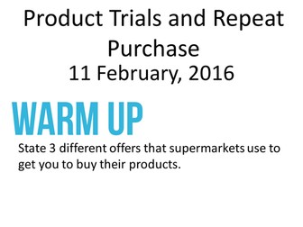 3.02 Product Trial and Repeat Purchase -  Edexcel GCSE Business Studies