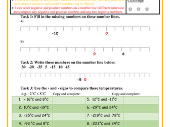 Yr 5 interpret negative numbers in context, count forwards and backwards with positive and negative 