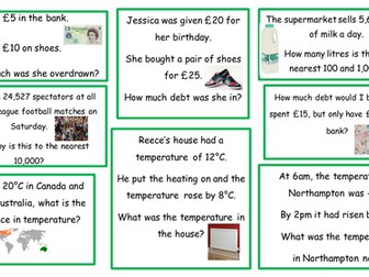 Yr 5 negative numbers word problems